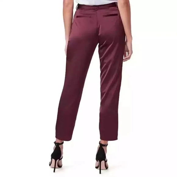 Paige Women's Maroon Kodie Crop Satin Trouser Pants - Picture 2 of 11
